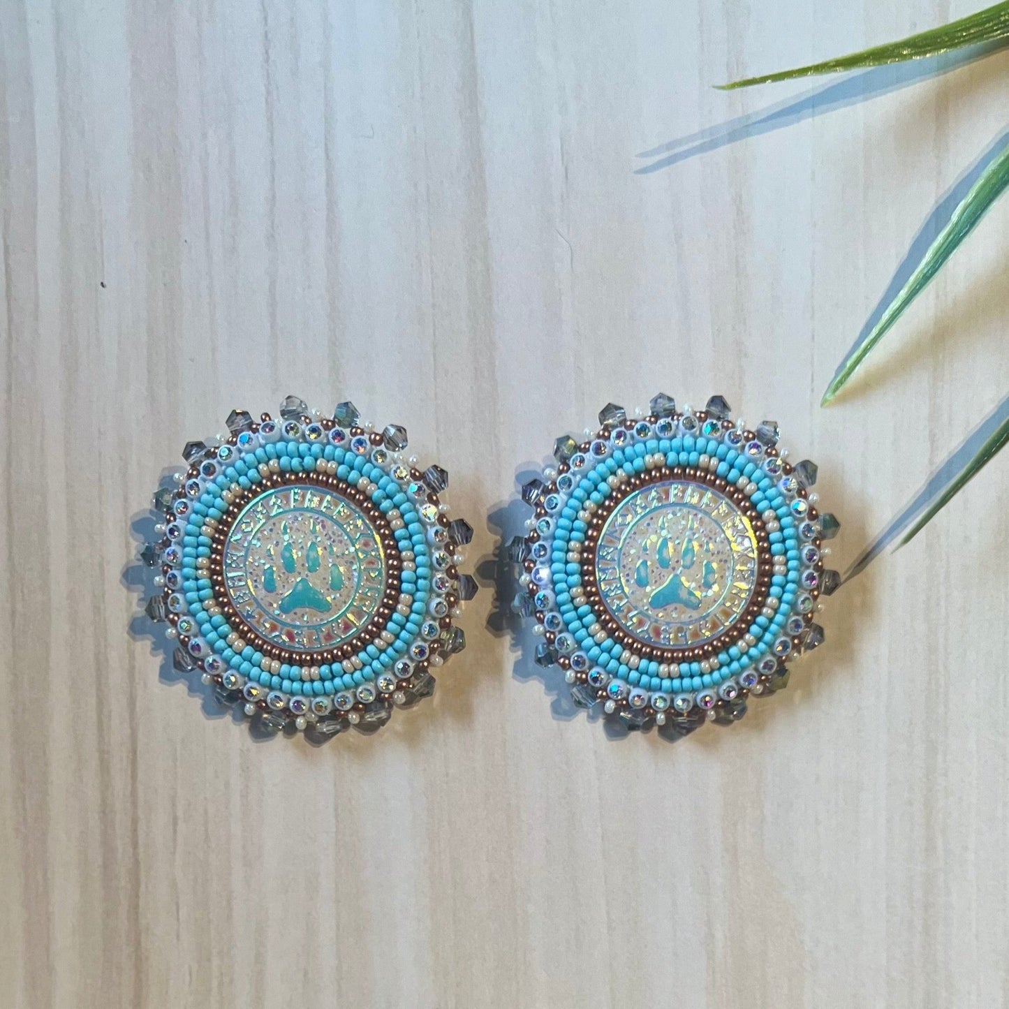 Bear paw beaded earrings