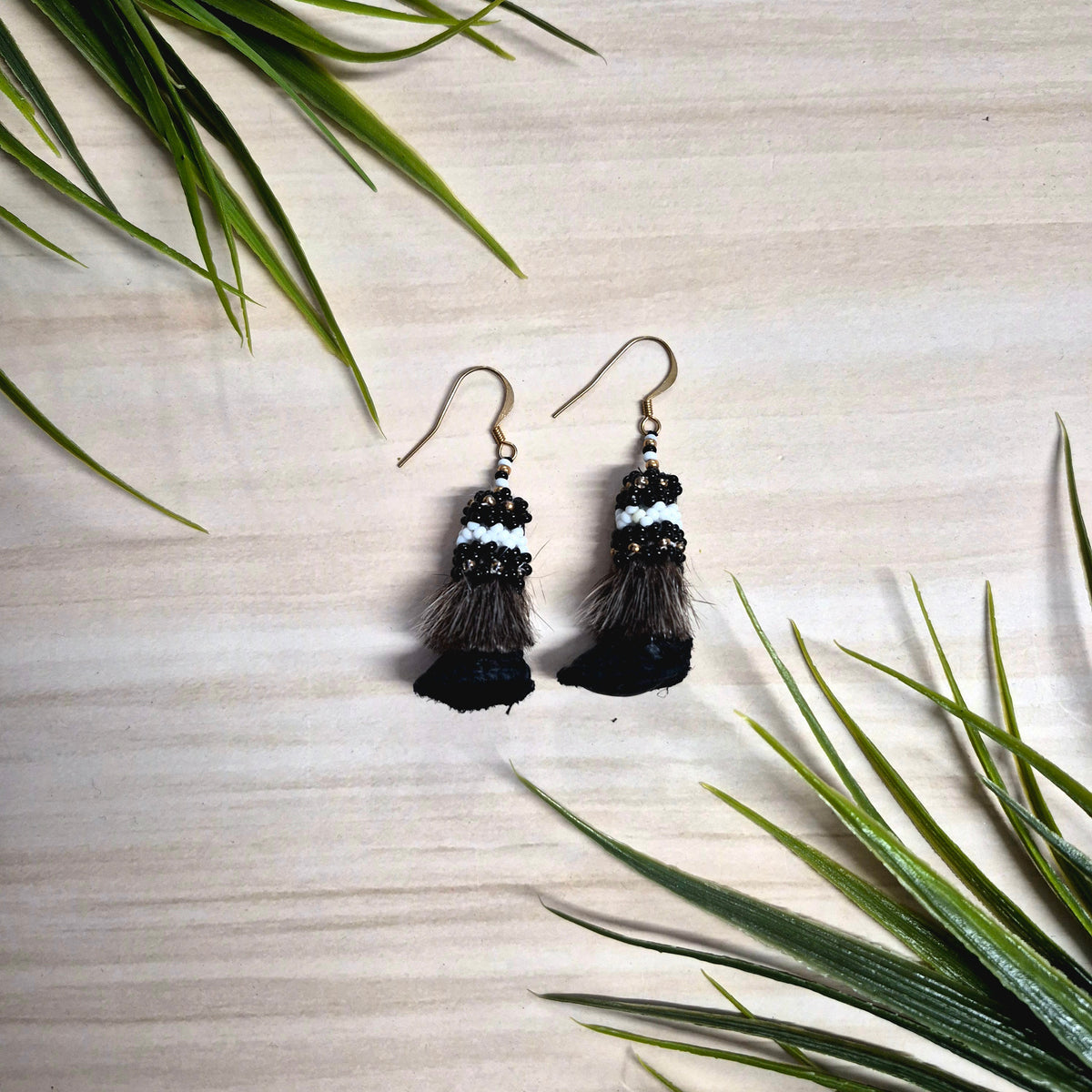 Seal fur moccasin earrings