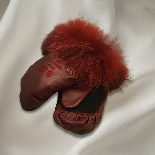 Red Leather Mitten - Nunavik Creations