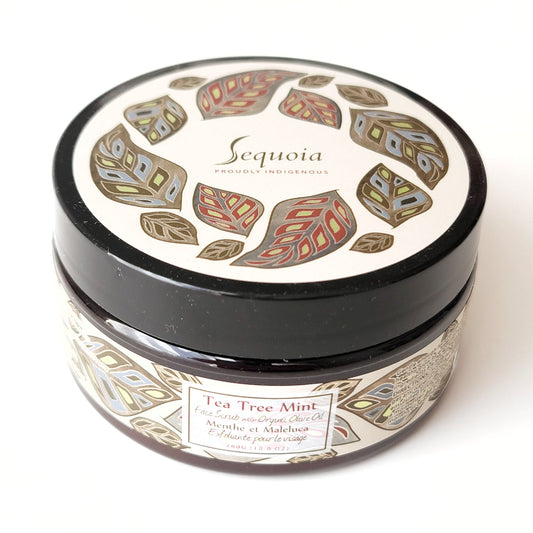 Sequoia-Mint and maleluca face scrubber