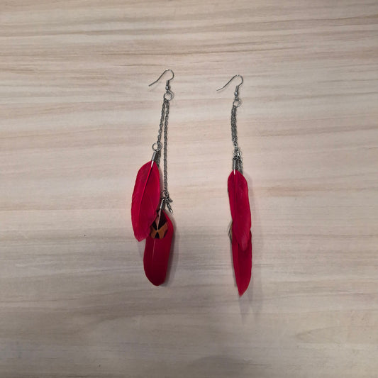 Boucles d'oreilles de chaine avec plumes