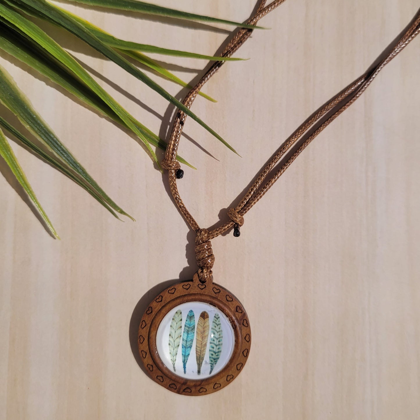 Domed wooden necklace