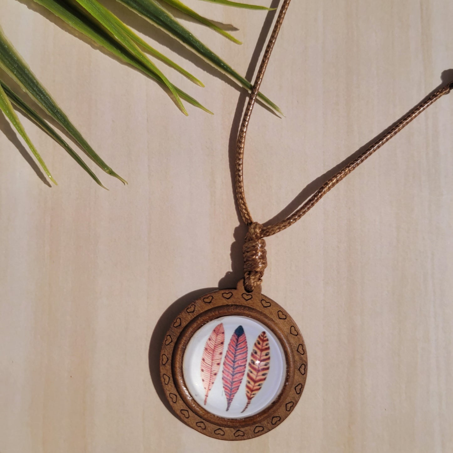 Domed wooden necklace