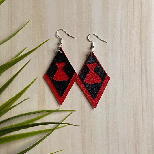 Red dress diamond shaped earrings