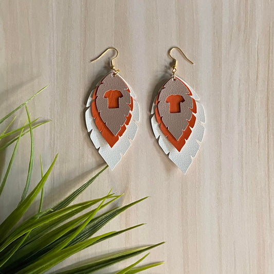 Every child matters orange shirt 3 feathers earrings